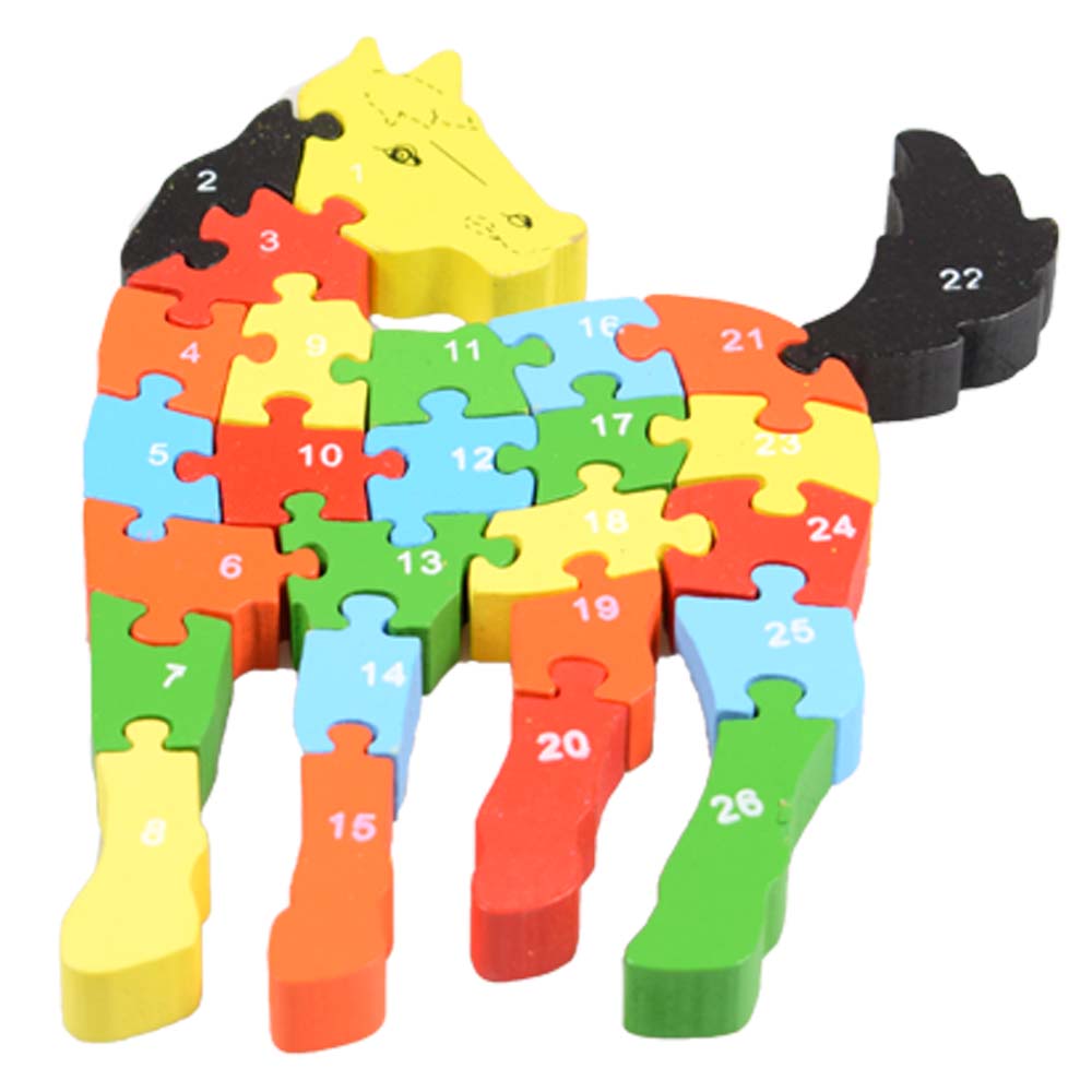 Vzdělávací dřevěné puzzle kůň - náhľad 1