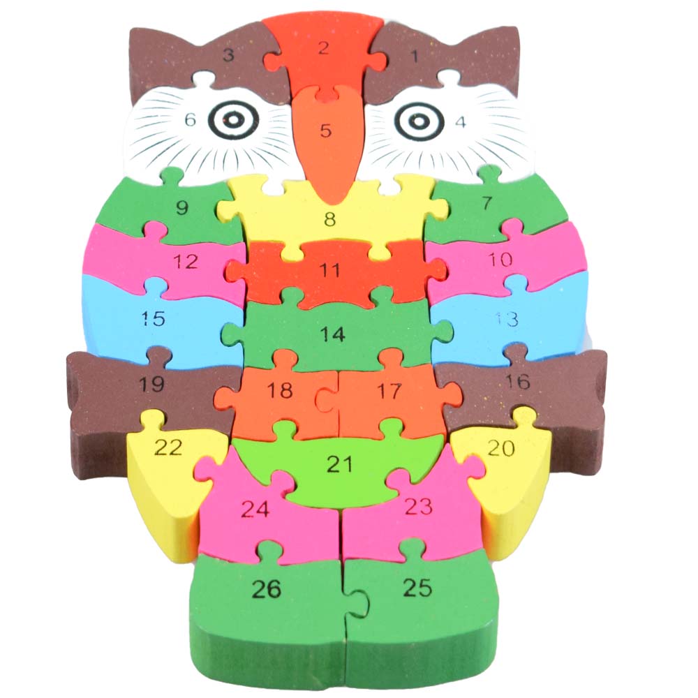 Vzdělávací dřevěné puzzle sova - náhľad 2