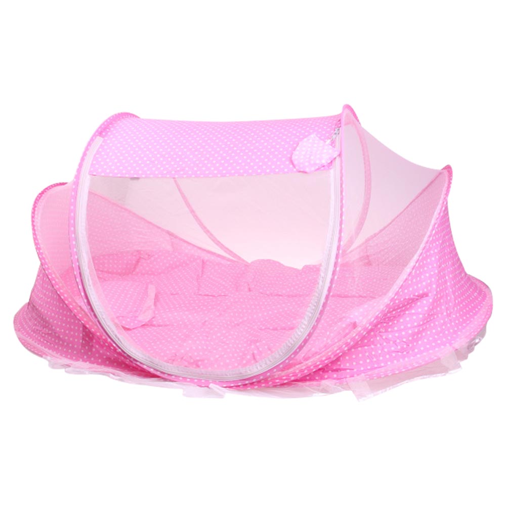 Dětská skládací postýlka - moskytiéra růžová - náhľad 2