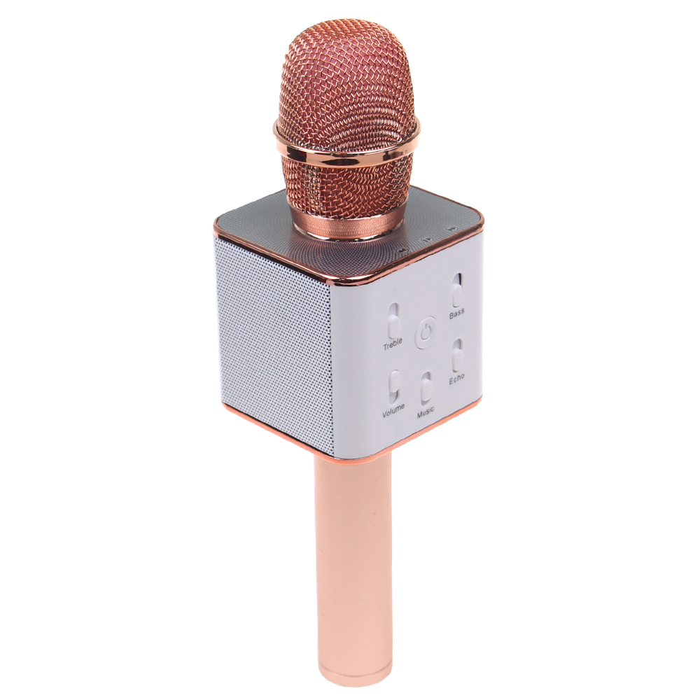 Karaoke mikrofon Q7 s pouzdrem rosegold - náhľad 1