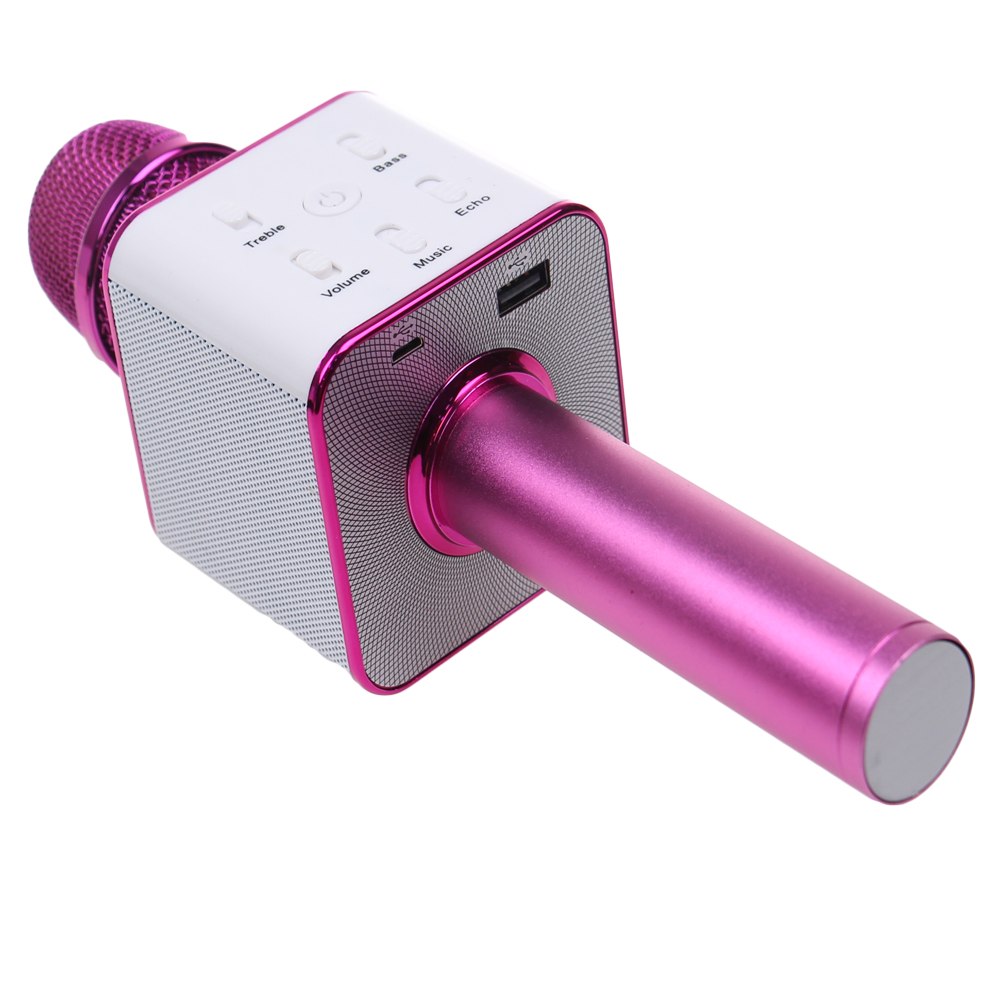Karaoke mikrofon Q7 s pouzdrem růžový - náhľad 2