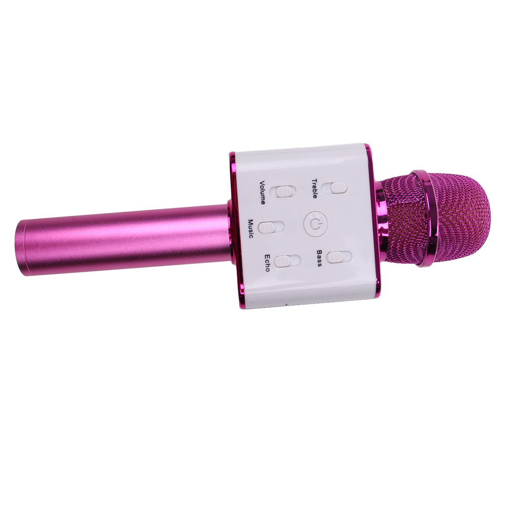 Karaoke mikrofon Q7 s pouzdrem růžový - náhľad 3
