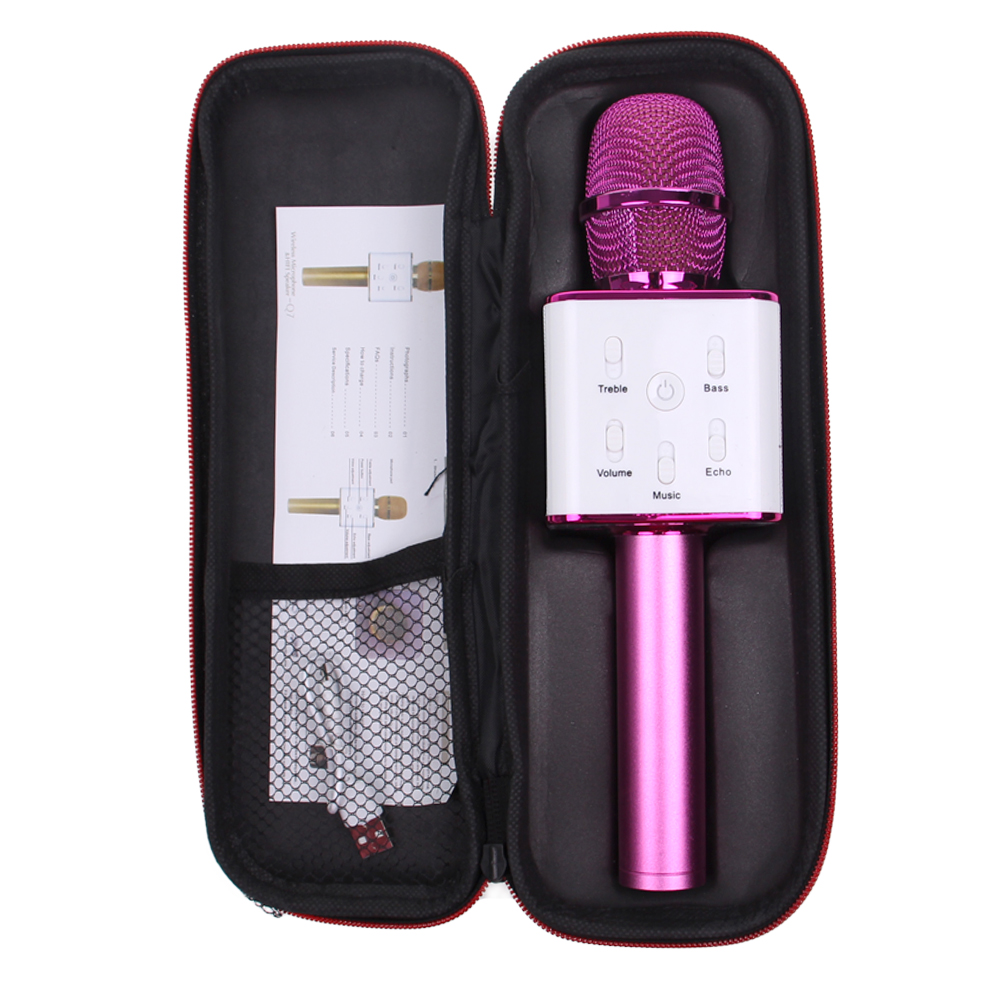 Karaoke mikrofon Q7 s pouzdrem růžový - náhľad 4