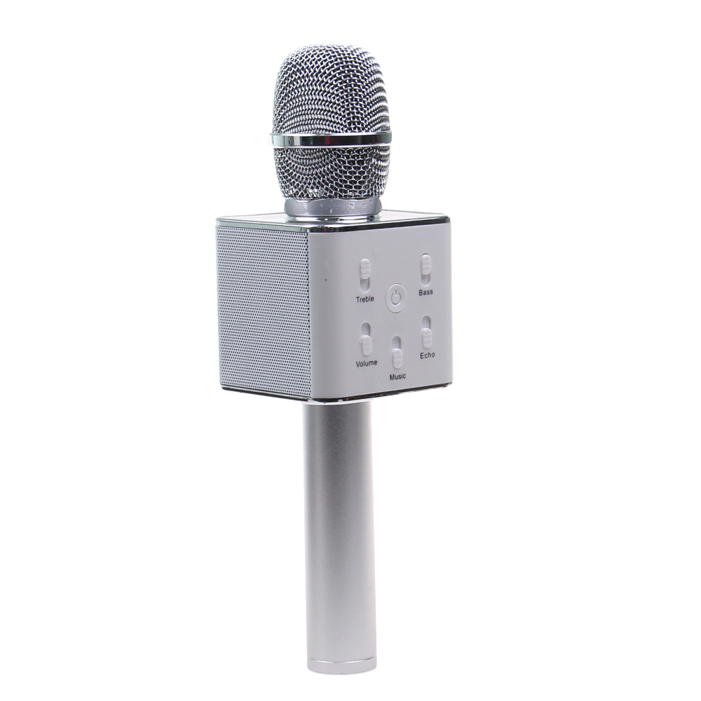 Karaoke mikrofon Q7 s pouzdrem stříbrný - náhľad 1