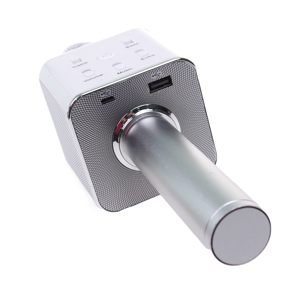 Karaoke mikrofon Q7 s pouzdrem stříbrný - náhľad 2