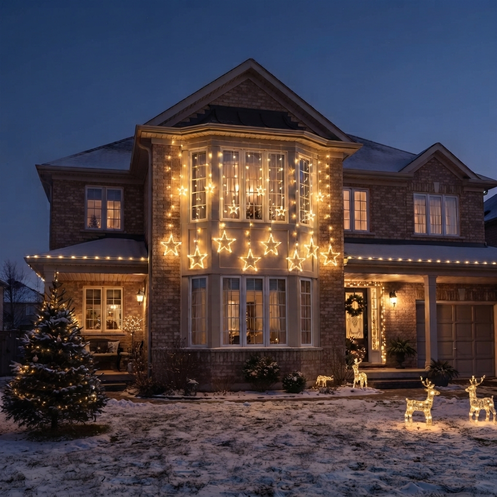 LED vánoční světelný závěs s motivy hvězd 8017WW - náhľad 6