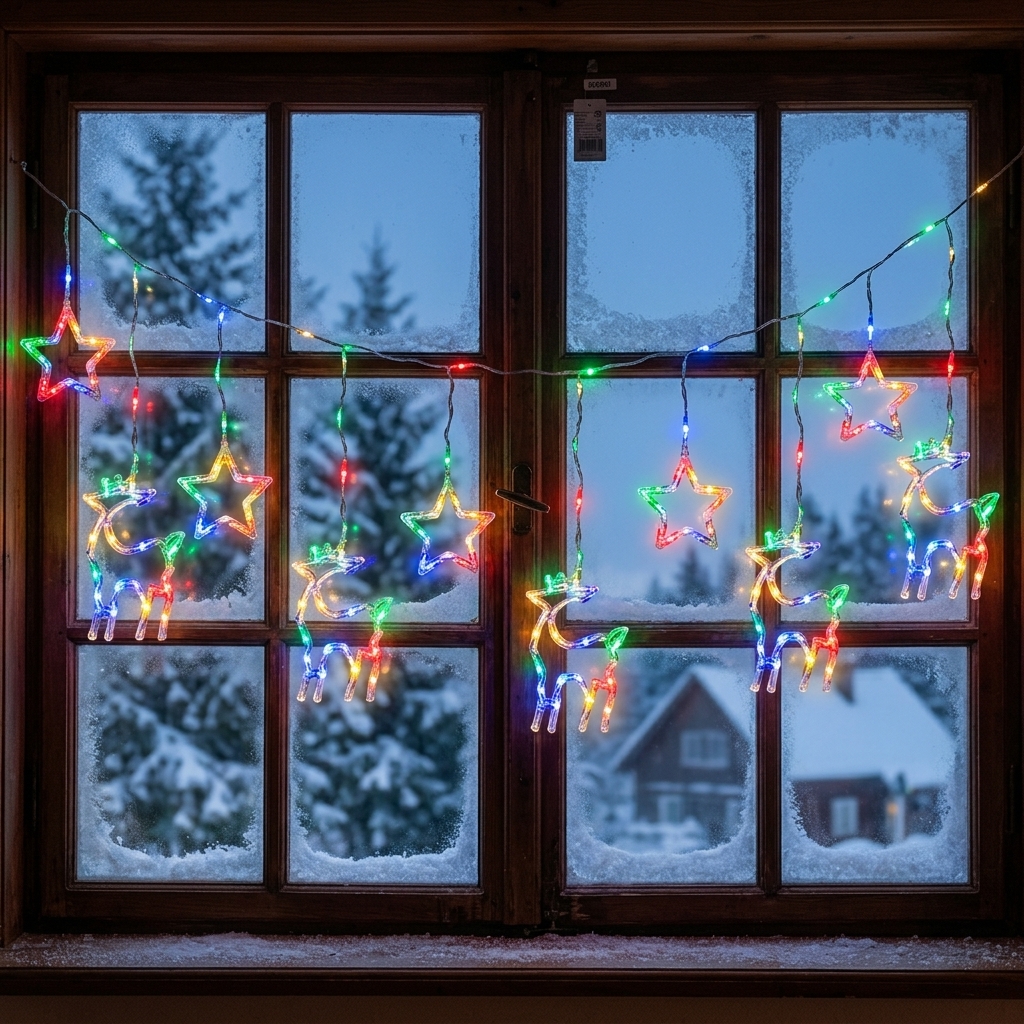LED vánoční světelný závěs s motivy hvězd a sobů 8009M - náhľad 6