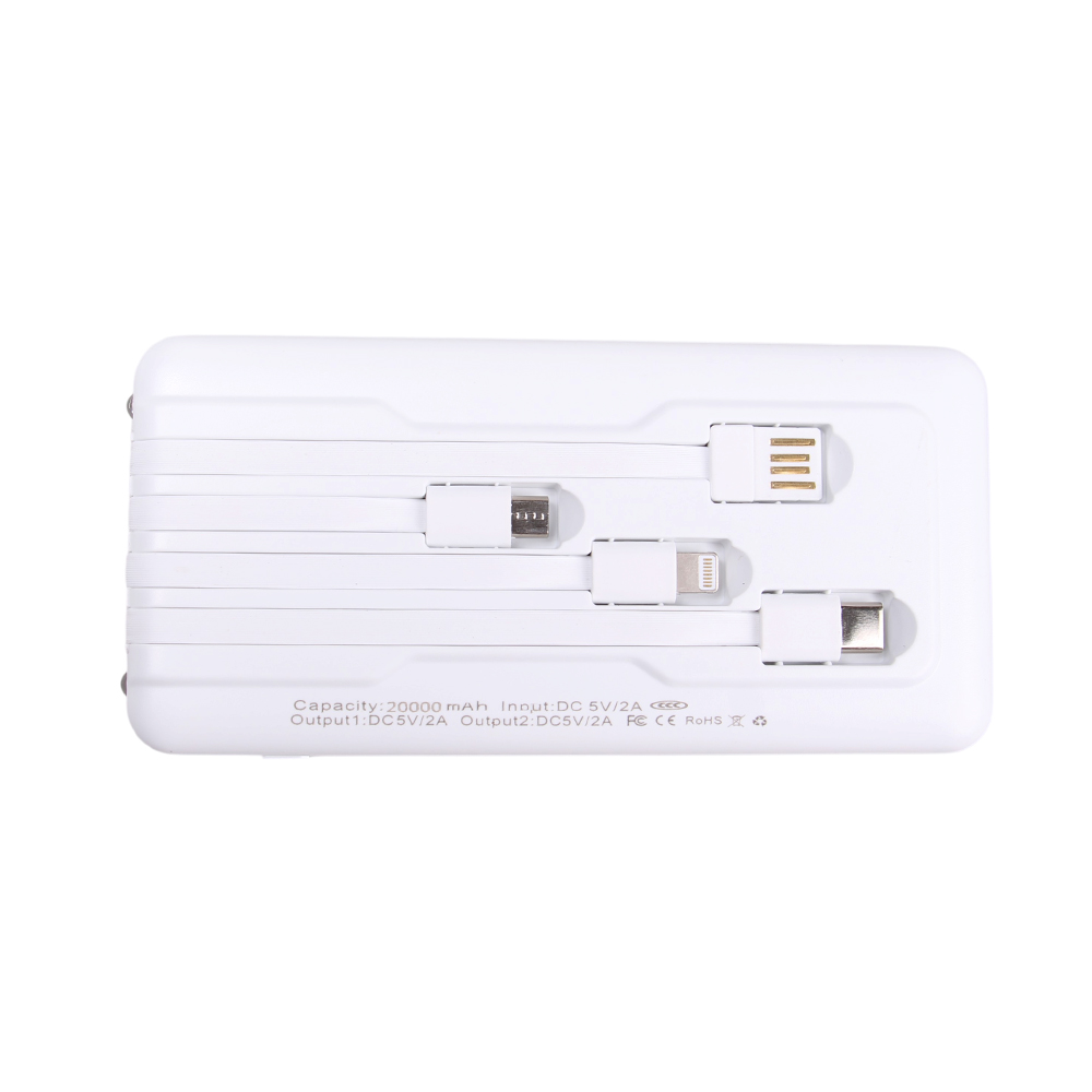 Powerbanka se svítilnou 4v1 20 000 mAh bílá - náhľad 2