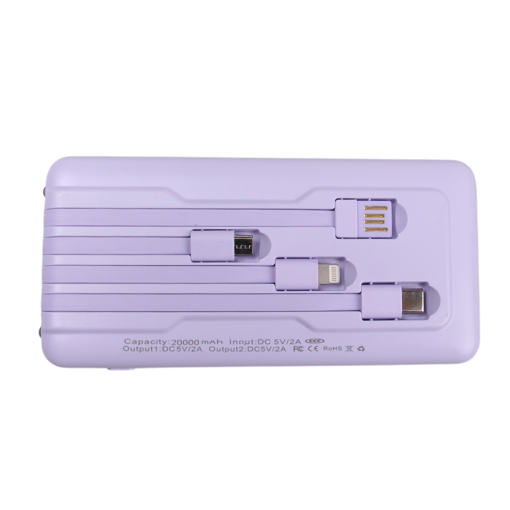 Powerbanka se svítilnou 4v1 20 000 mAh fialová - náhľad 2