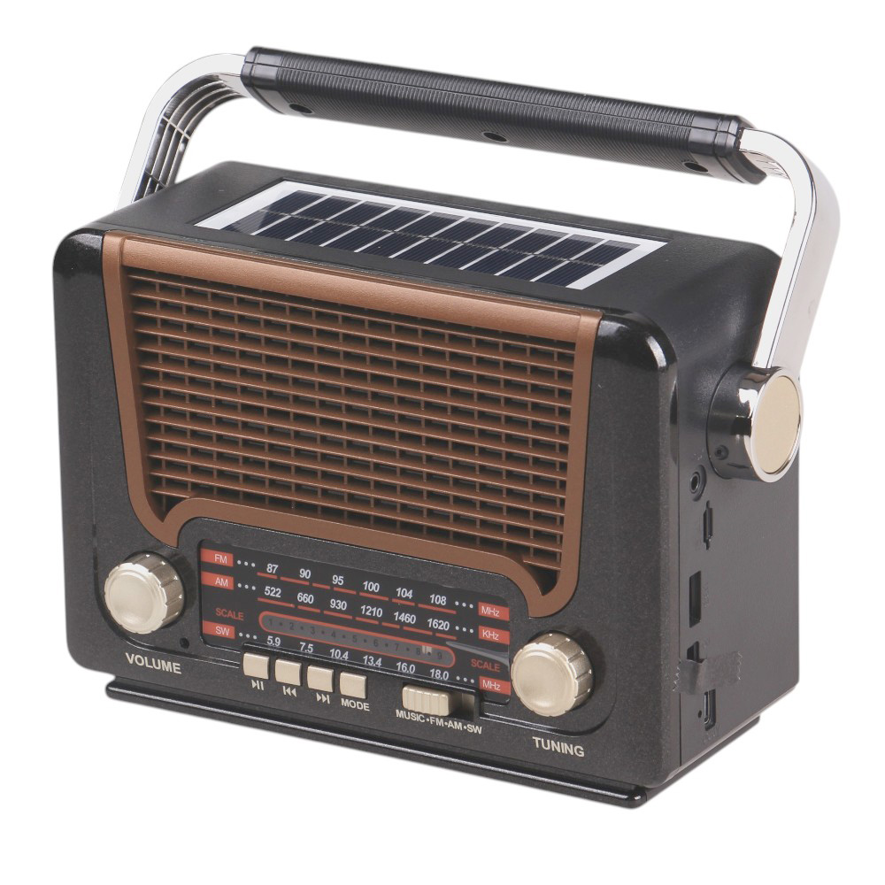 3pásmové solární rádio M-527BT hnědé - náhľad 1