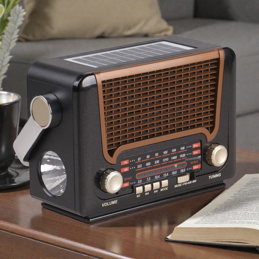 3pásmové solární rádio M-527BT hnědé - náhľad 7