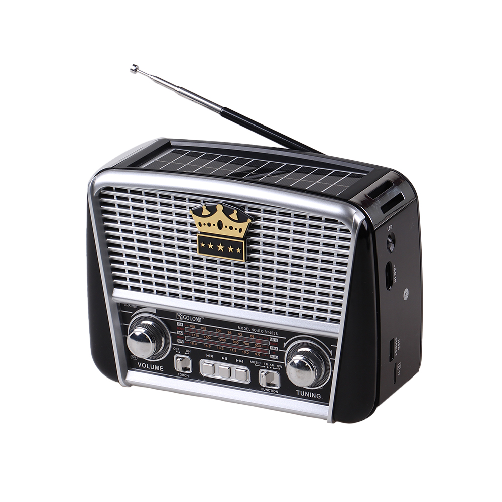 3pásmové solární rádio s Bluetooth černo-stříbrné KORUNA - náhľad 1