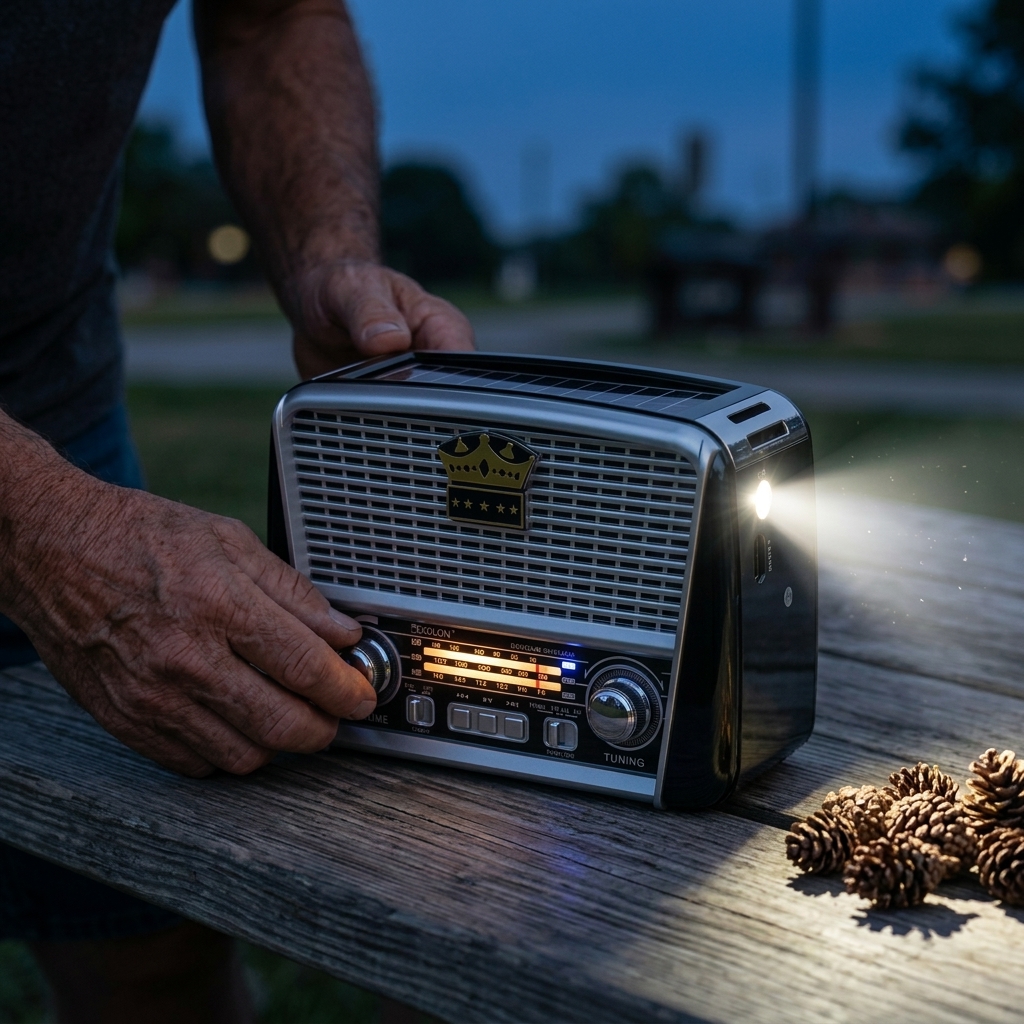 3pásmové solární rádio s Bluetooth černo-stříbrné KORUNA - náhľad 6