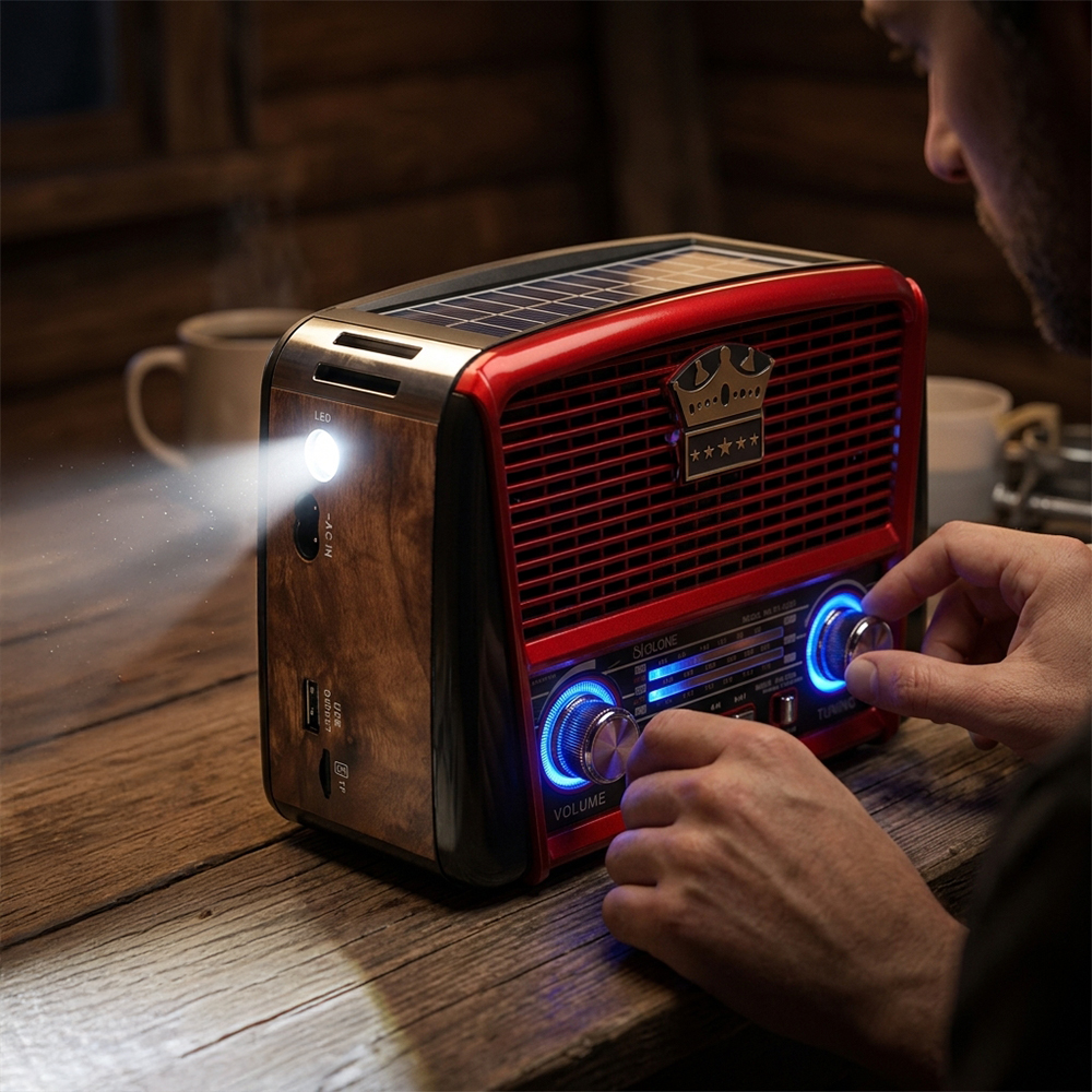 3pásmové solární rádio s Bluetooth hnědo-červené KORUNA - náhľad 6