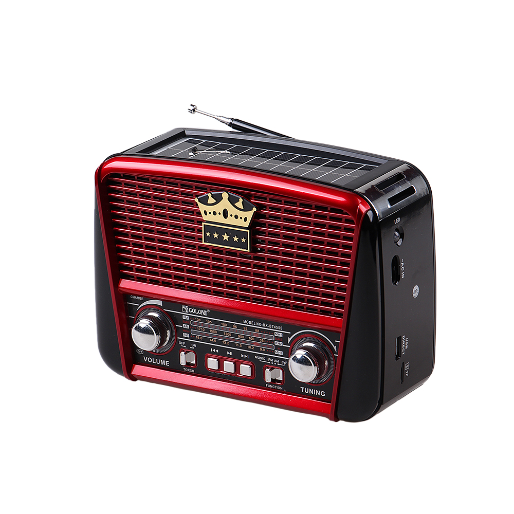 3pásmové solární rádio s Bluetooth černo-červené KORUNA - náhľad 1