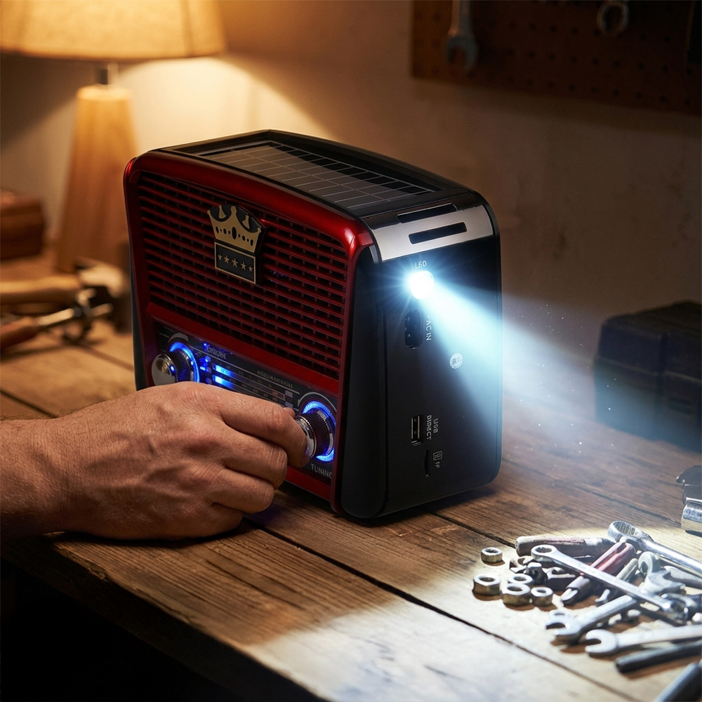 3pásmové solární rádio s Bluetooth černo-červené KORUNA - náhľad 6