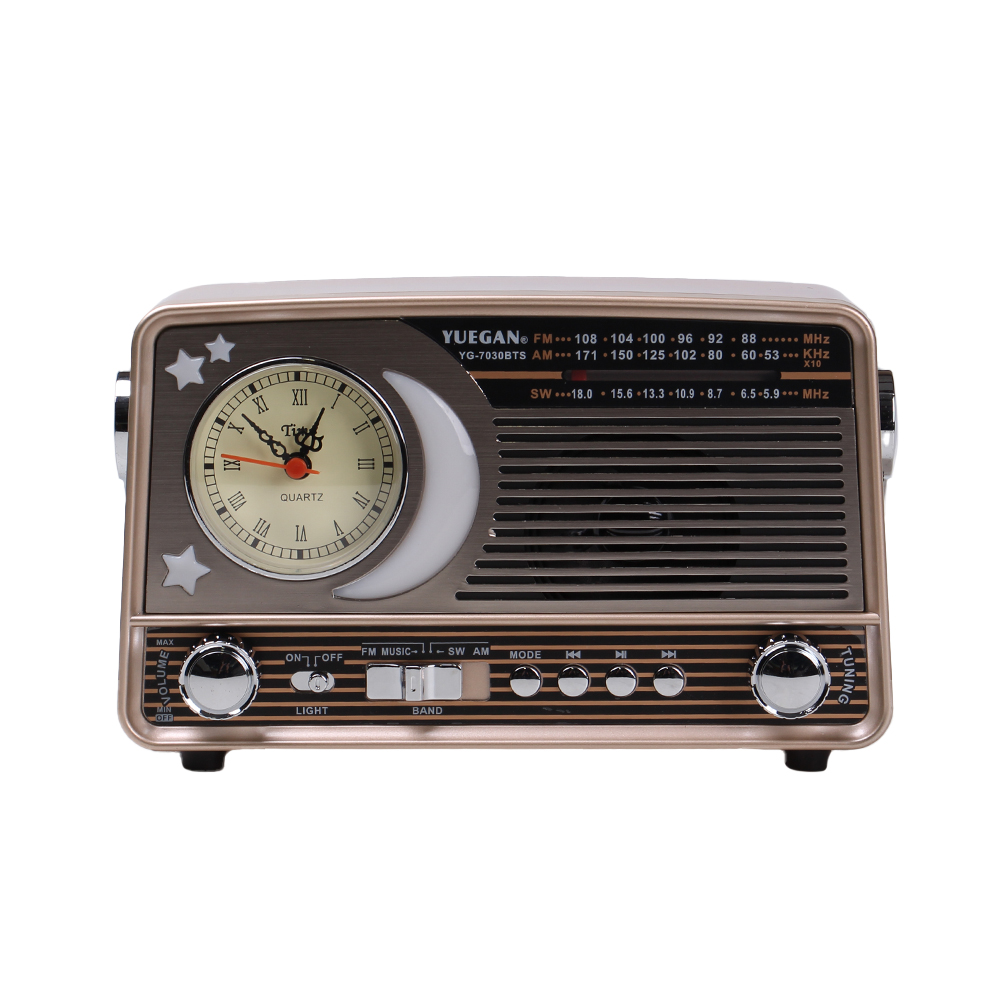 3pásmové solární rádio s hodinami stříbrné YG-7030BTS - náhľad 2