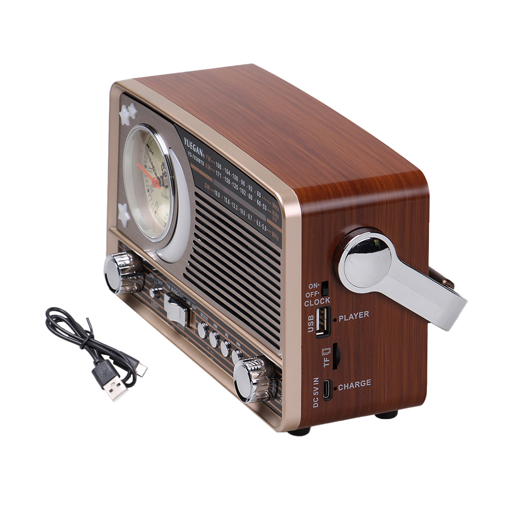 3pásmové solární rádio s hodinami stříbrné YG-7030BTS - náhľad 3