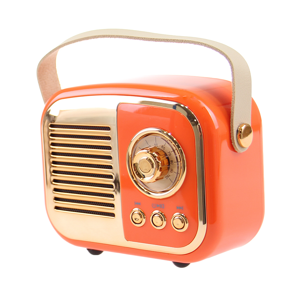 Bluetooth reproduktor retro rádio BS-52D oranžové - náhľad 3