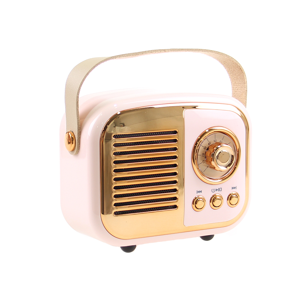 Bluetooth reproduktor retro rádio BS-52D růžové - náhľad 3