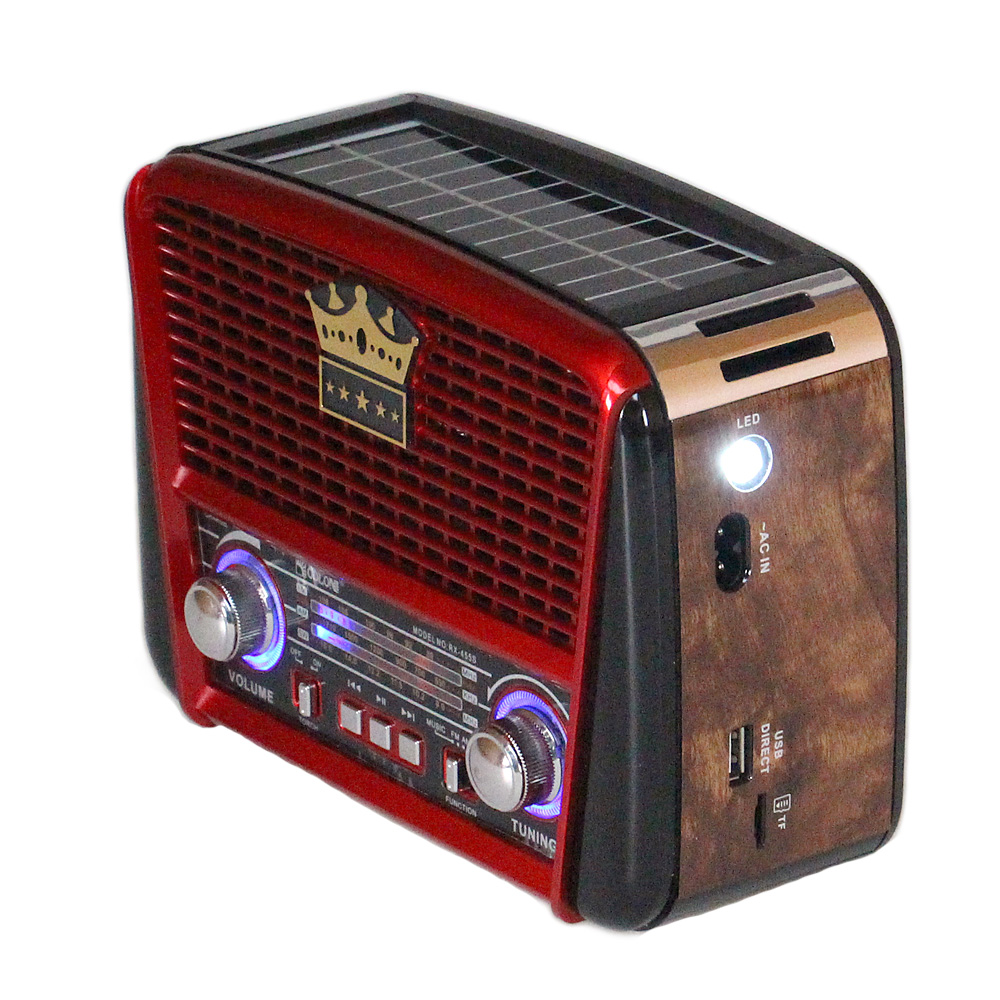 Přenosné 3 pásmové solární rádio černo-červené KORUNA - náhľad 2