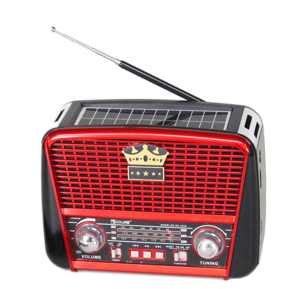 Přenosné 3 pásmové solární rádio černo-červené KORUNA - náhľad 5