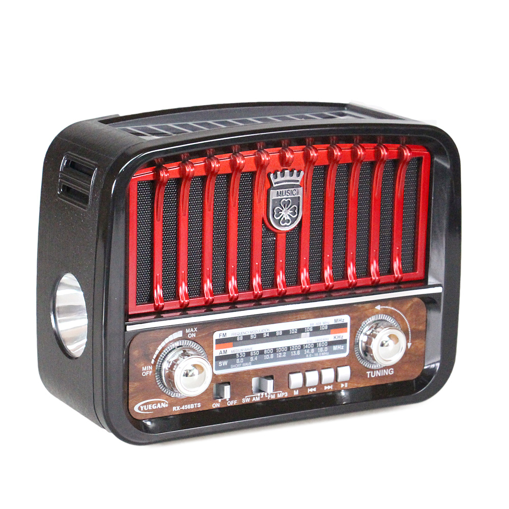 Přenosné 3pásmové solární rádio černo-červené MUSIC - náhľad 2