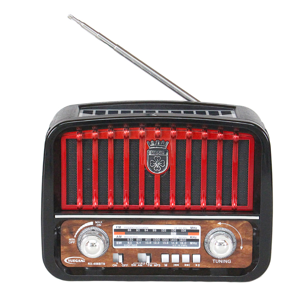 Přenosné 3pásmové solární rádio černo-červené MUSIC - náhľad 5