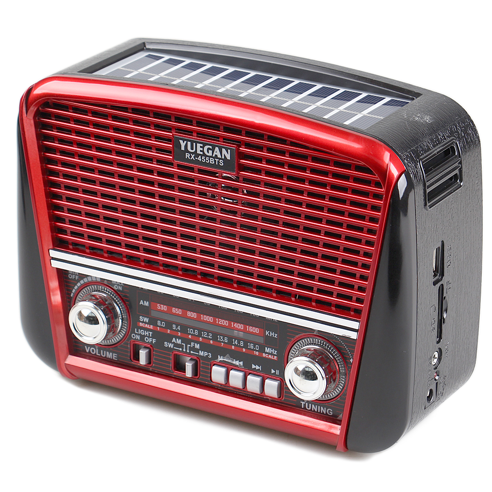 Přenosné 3pásmové solární rádio červené YUEGAN - náhľad 1