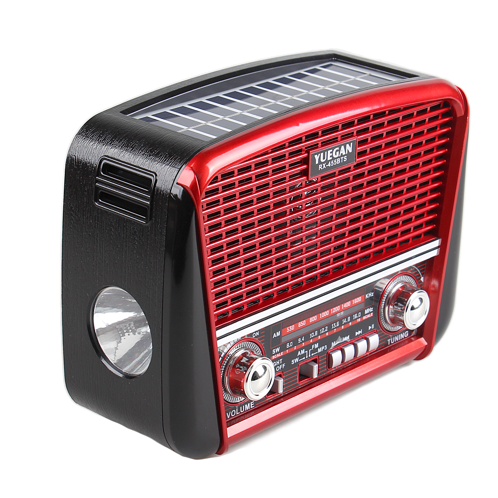 Přenosné 3pásmové solární rádio červené YUEGAN - náhľad 3