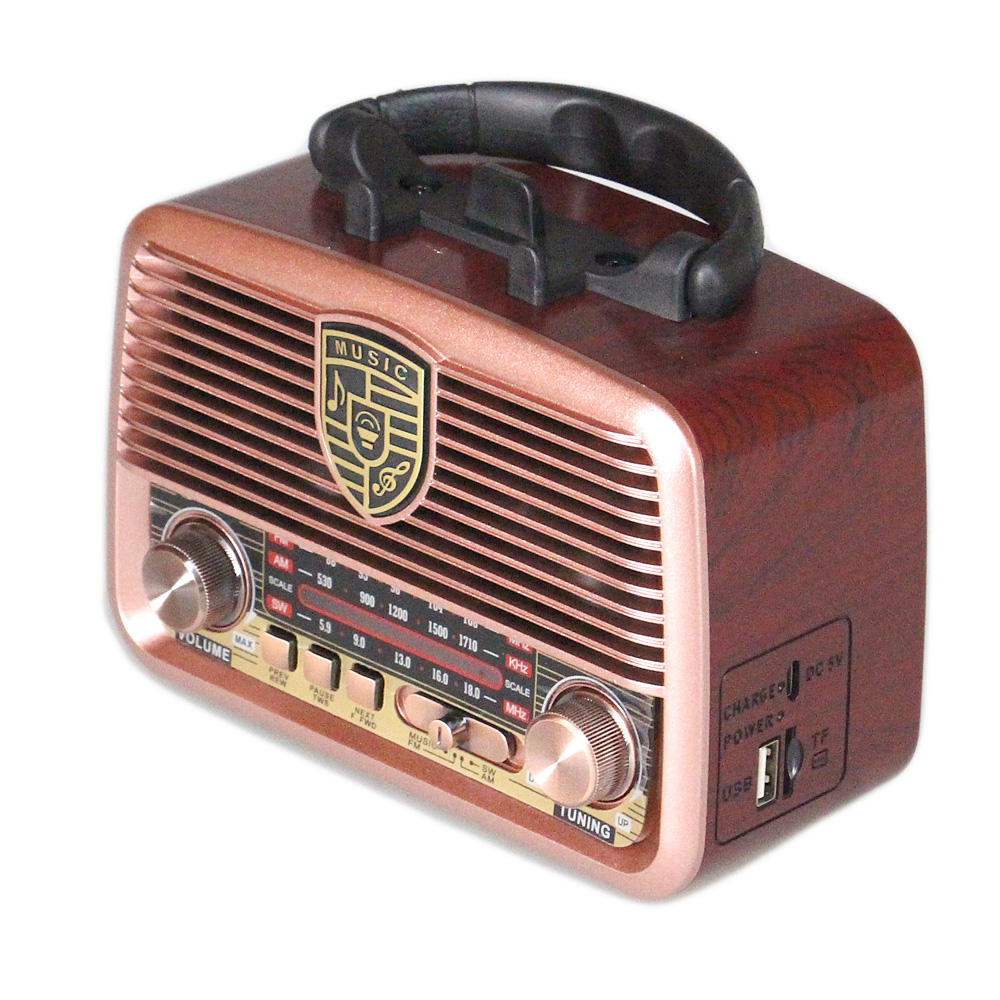 Přenosné 3pásmové solární rádio GOLON růžové - náhľad 1