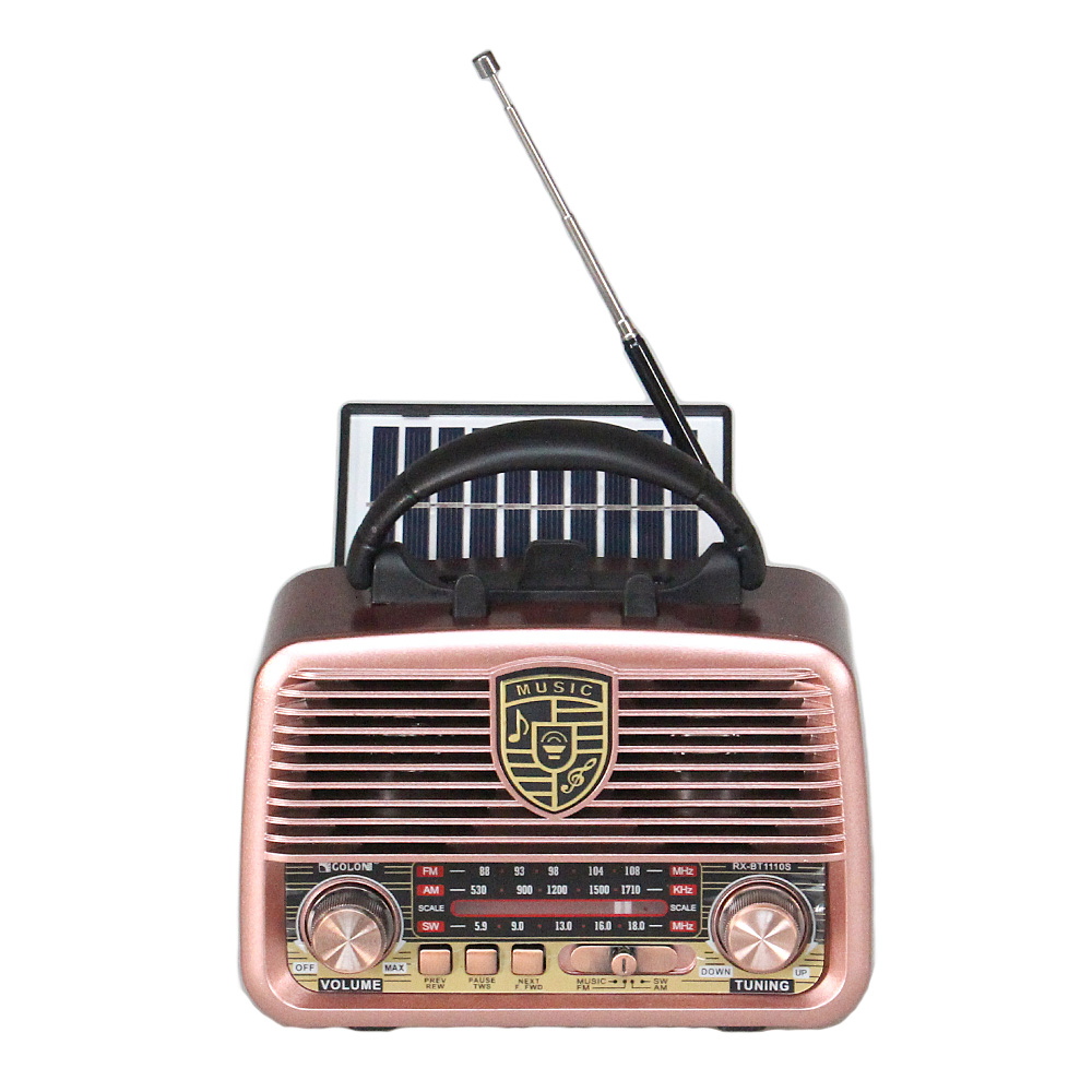 Přenosné 3pásmové solární rádio GOLON růžové - náhľad 3