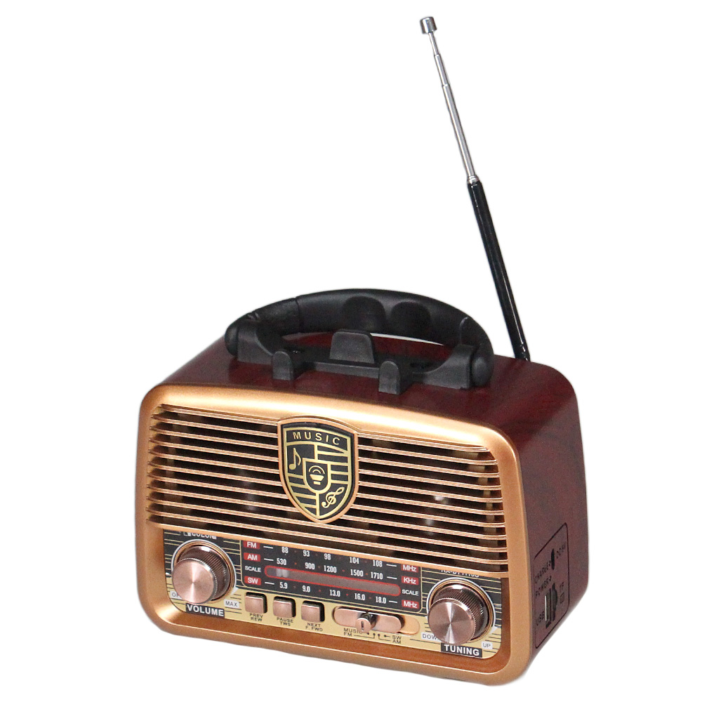Přenosné 3pásmové solární rádio GOLON zlaté - náhľad 4