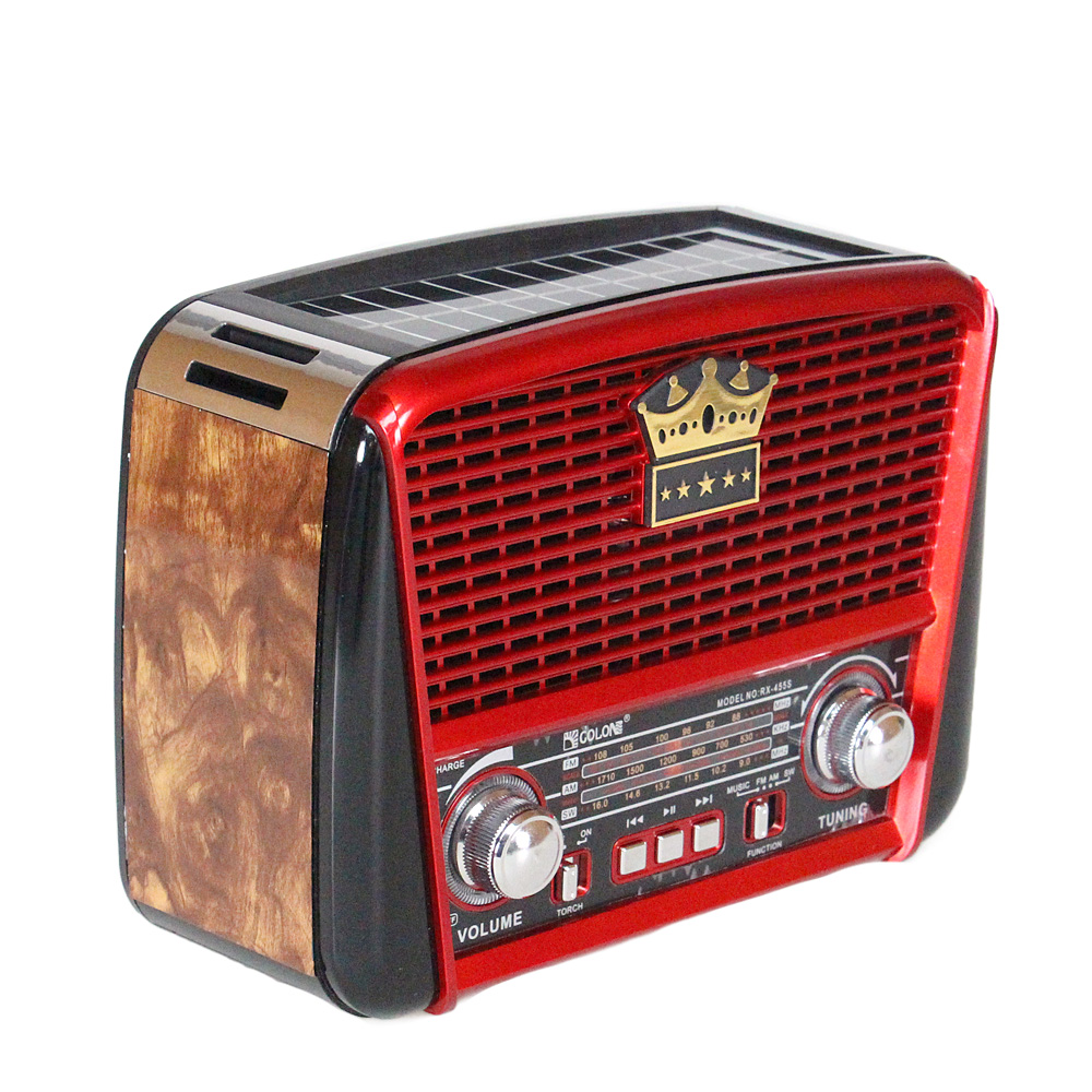 Přenosné 3pásmové solární rádio hnědo-červené KORUNA - náhľad 2