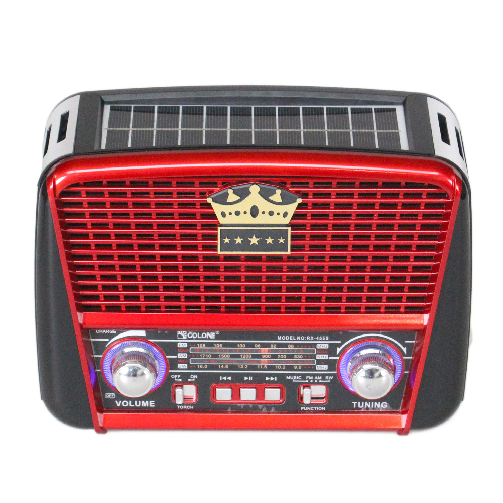 Přenosné 3pásmové solární rádio hnědo-červené KORUNA - náhľad 6