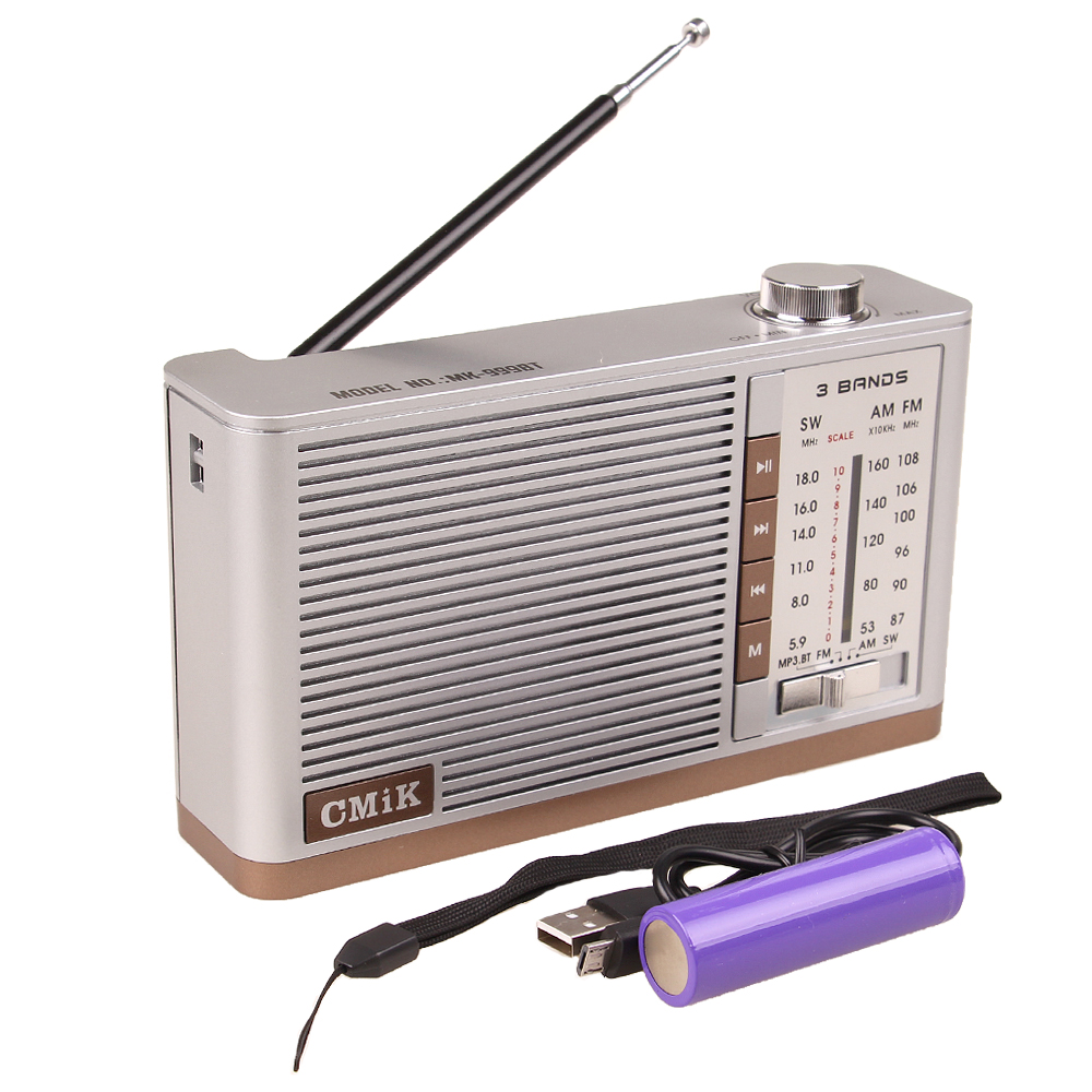 Přenosné rádio CMIK MK-999BT stříbrné - náhľad 1
