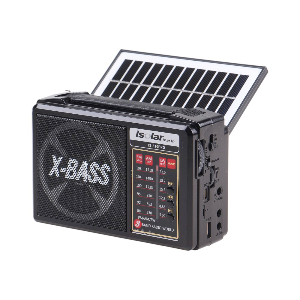 Solární 3pásmové rádio IS-810PRO černé - náhľad 1