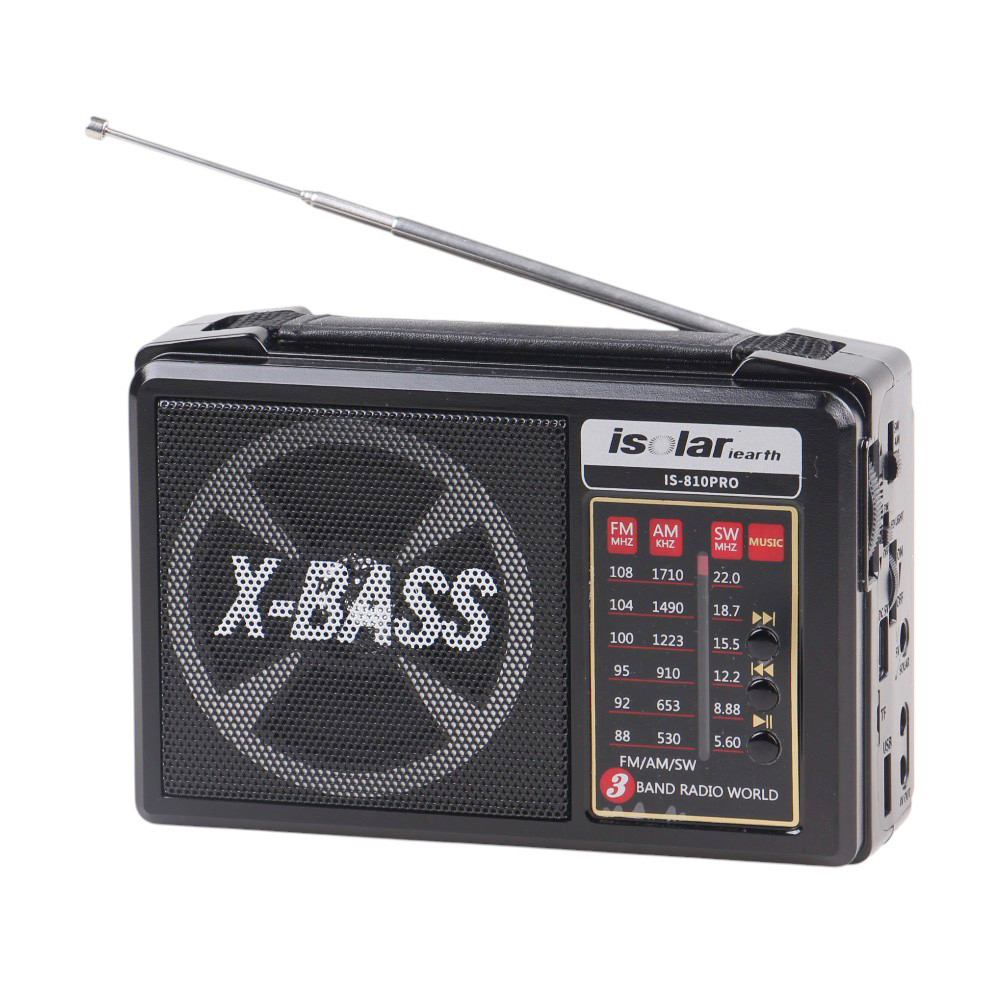 Solární 3pásmové rádio IS-810PRO černé - náhľad 2