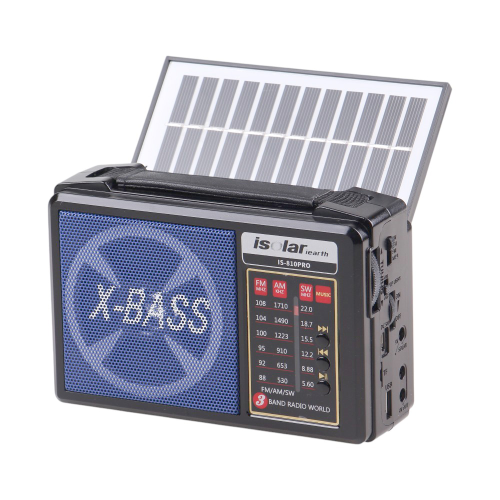 Solární 3pásmové rádio IS-810PRO modré - náhľad 1