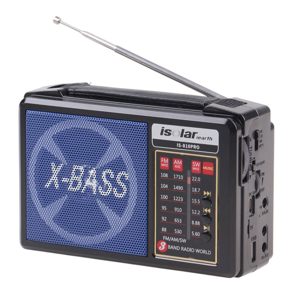 Solární 3pásmové rádio IS-810PRO modré - náhľad 2