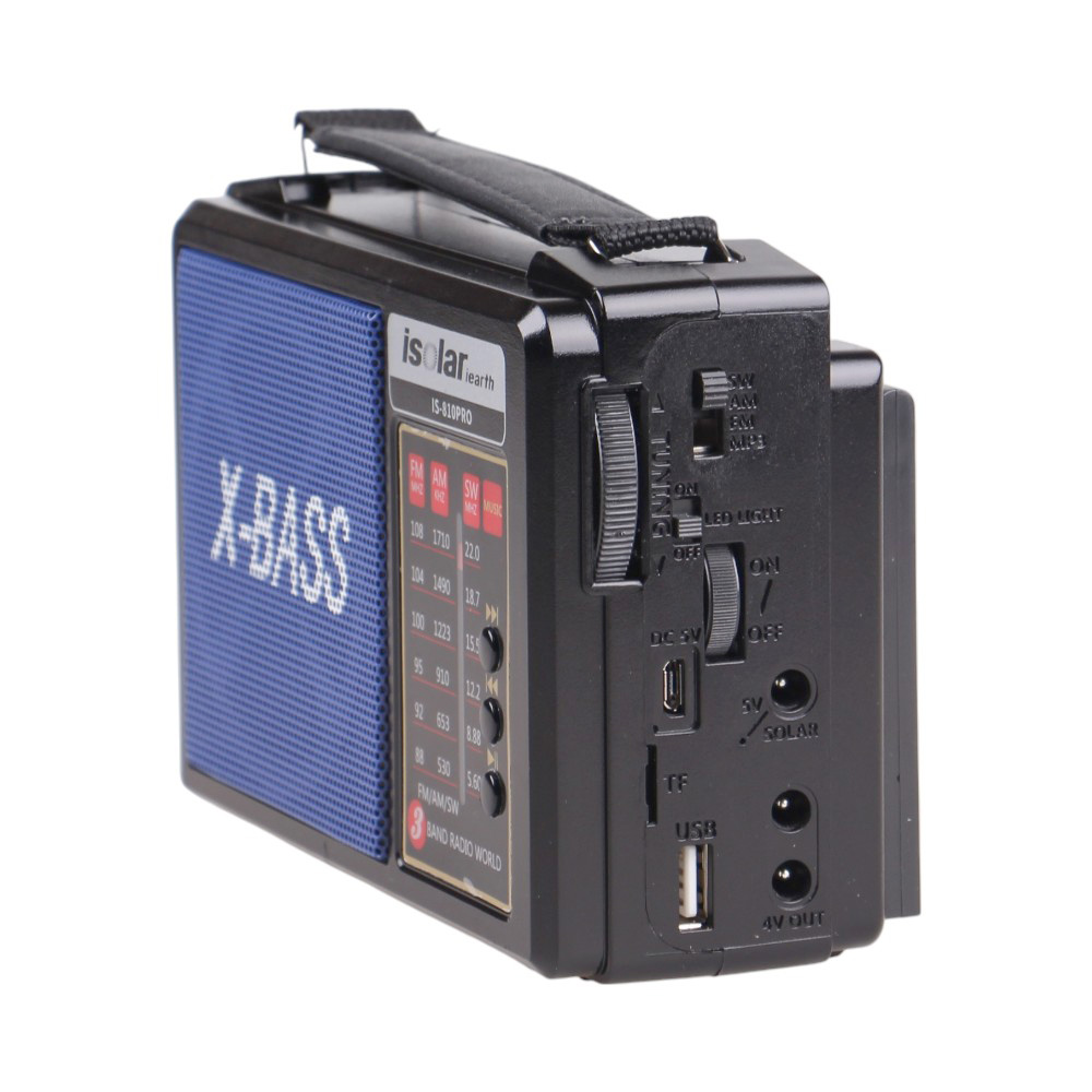 Solární 3pásmové rádio IS-810PRO modré - náhľad 4