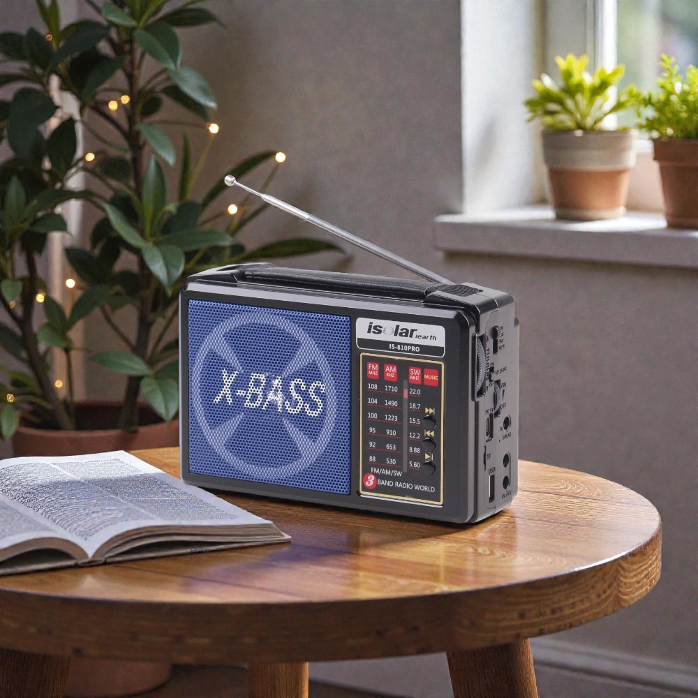 Solární 3pásmové rádio IS-810PRO modré - náhľad 8