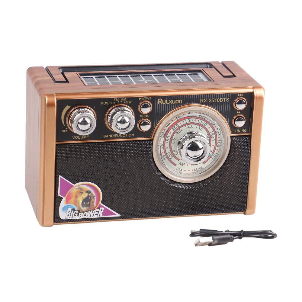Solární 3pásmové rádio RX-2510BTS světle hnědé - náhľad 1