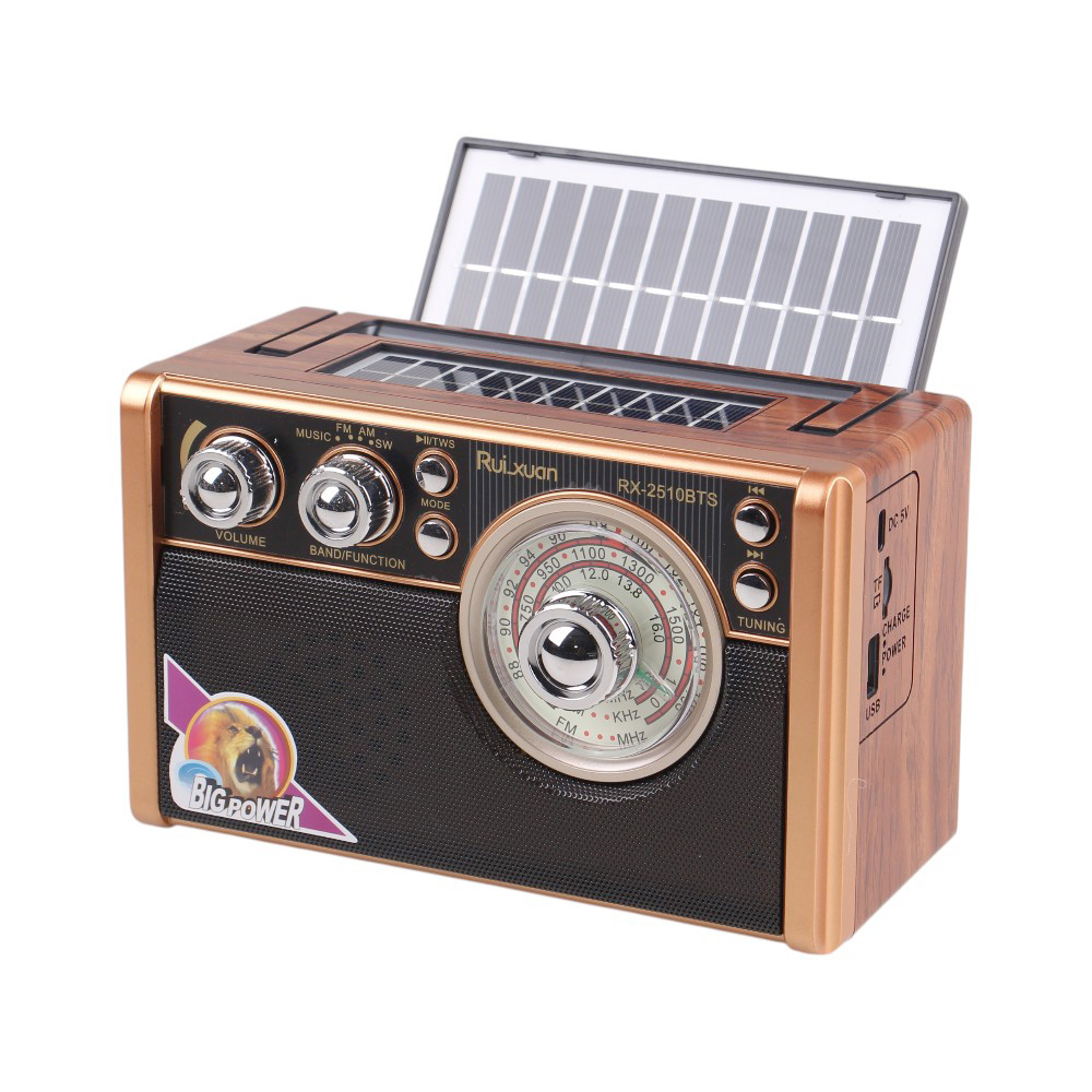 Solární 3pásmové rádio RX-2510BTS světle hnědé - náhľad 3