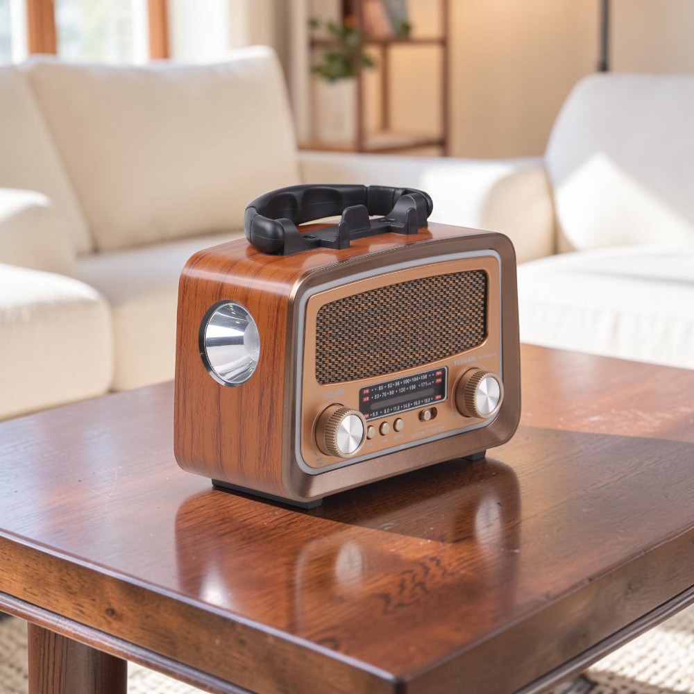 Solární přenosné rádio YG-1086mini-S světle hnědé - náhľad 7