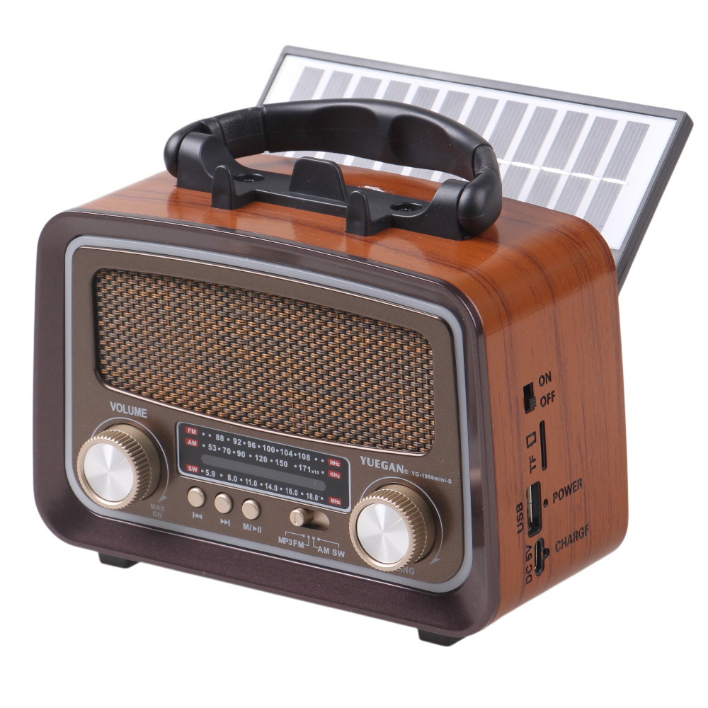 Solární přenosné rádio YG-1086mini-S tmavě hnědé - náhľad 1