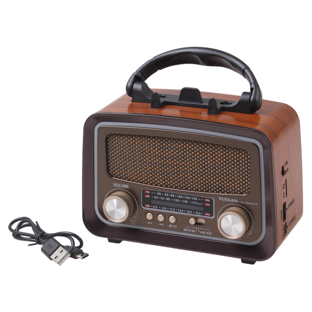 Solární přenosné rádio YG-1086mini-S tmavě hnědé - náhľad 3