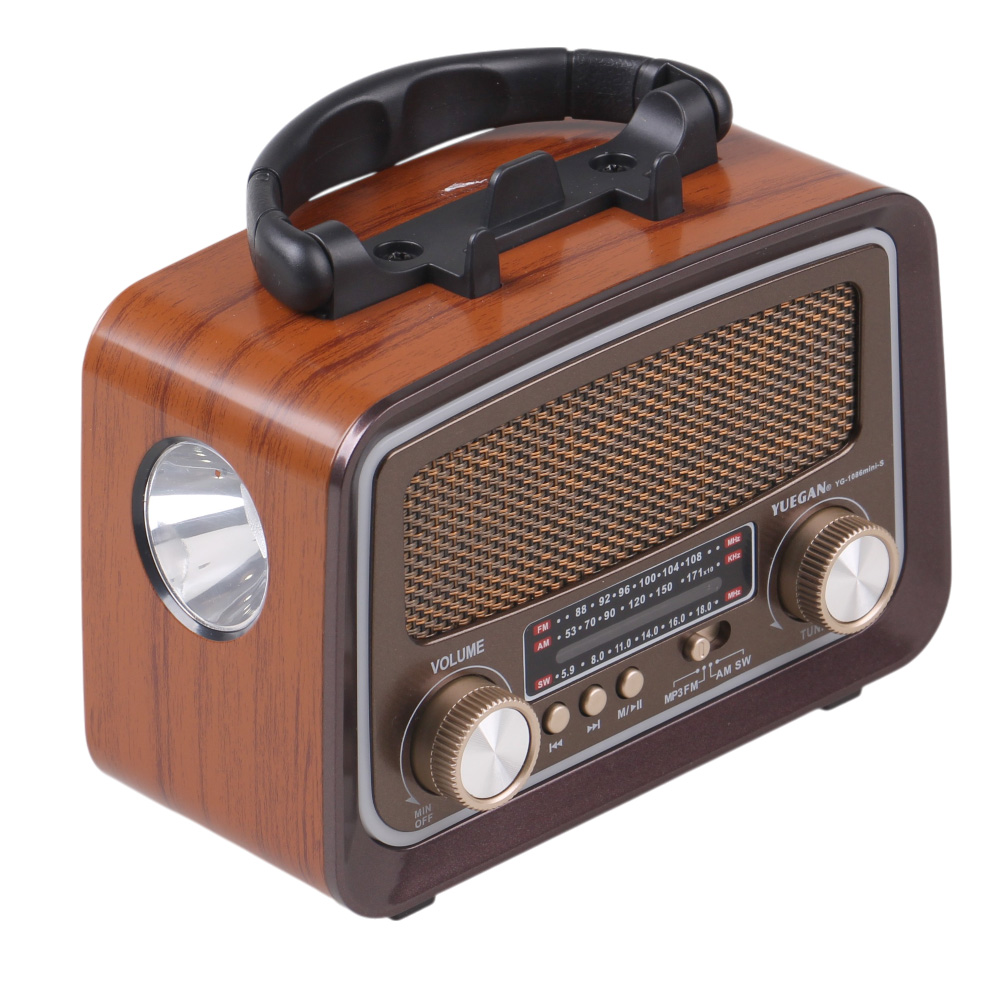 Solární přenosné rádio YG-1086mini-S tmavě hnědé - náhľad 4