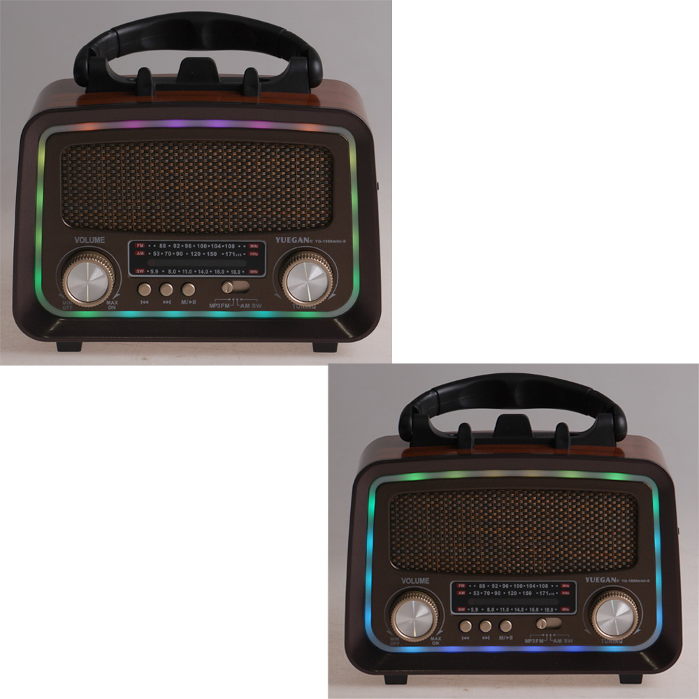 Solární přenosné rádio YG-1086mini-S tmavě hnědé - náhľad 7