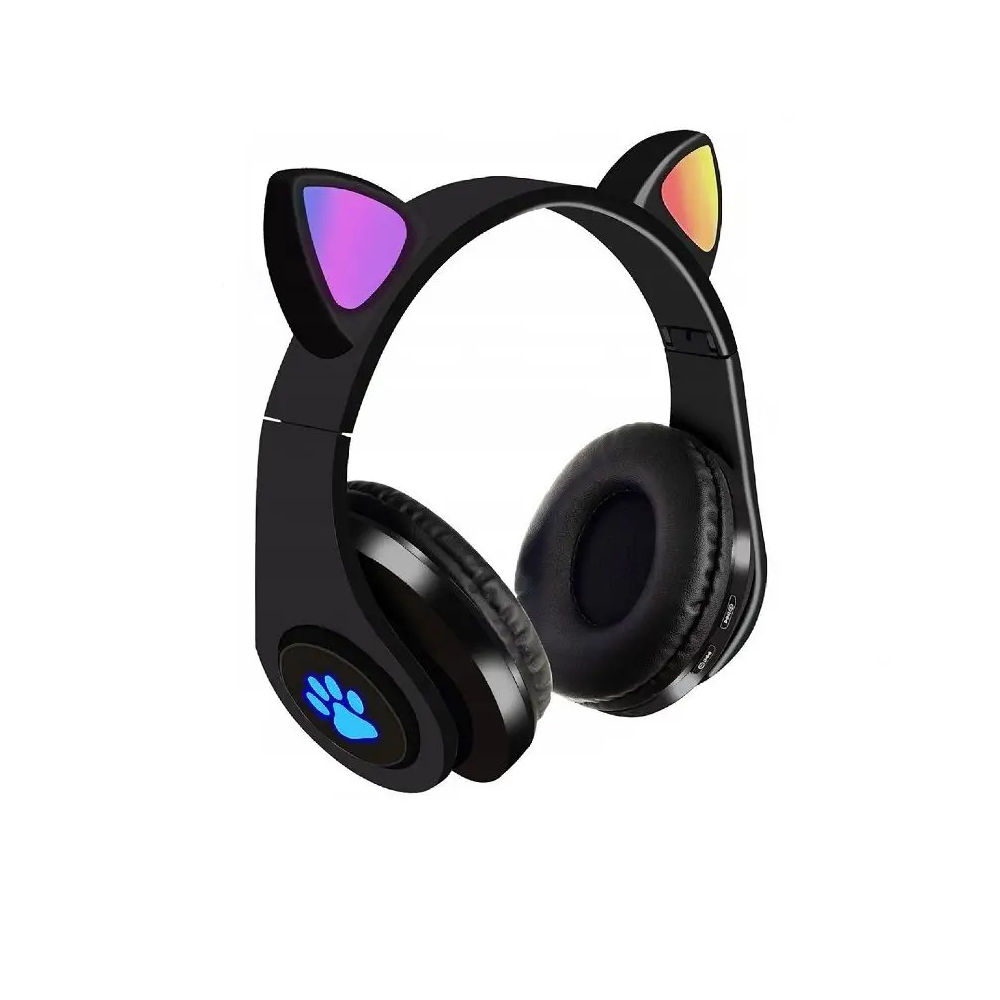 Bezdrátová sluchátka s kočičíma ušima černé - náhľad 4